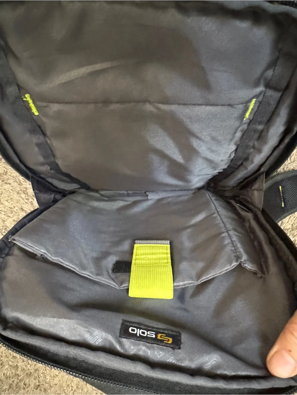 Solo Black Sling tablet Bag with Lime Accent